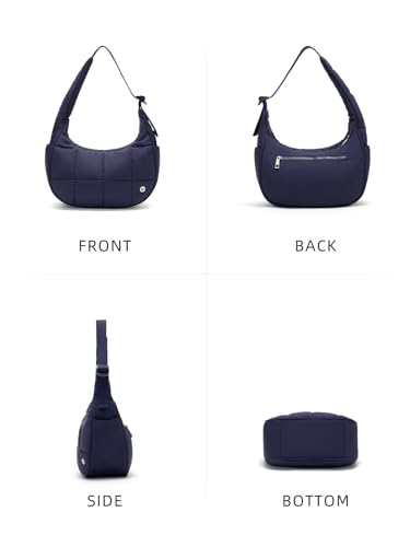Image of WESTBRONCO Small Puffer Crescent Shoulder Bag for Women, Nylon Quilted Shoulder Purses, Puffy Handbags with Adjustable Strap