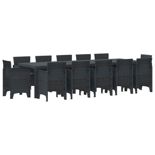 vidaXL Ensemble de Salle à Manger pour Jardin 13 pcs Anthracite, Ensemble de Jardin et terrasse, Moderne, mobilier d'extérieur résistant aux intempéries,...