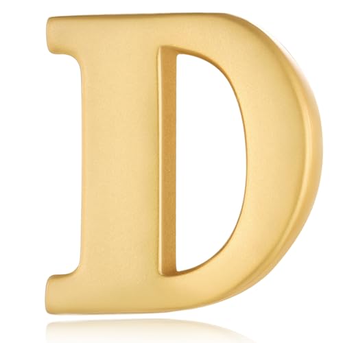Image of HONEY BEAR Mens Womens Initial Alphabet Letter Lapel Pins Collar Badge Brooches for Business Wedding Graduation Gift Matte Gold 0.59 inches