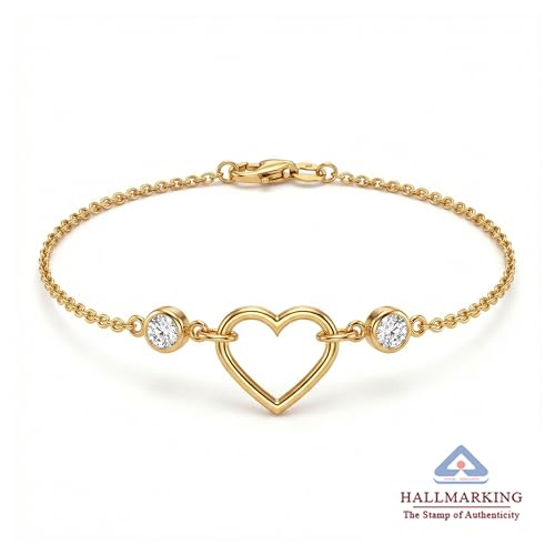 Image of TRUESILVER ACPL 925 Sterling Silver Bracelet for Women & Girls | BIS Hallmarked Cubic Zirconia Mother of Pearl Heart & Circle Bracelets Gift for Wedding Anniversary Birthday
