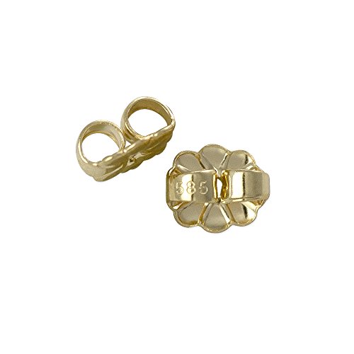 JewelrySupply Earring Backs 14 Karat Solid Yellow Gold (1 Pair of 14KT Gold Earring Backs)