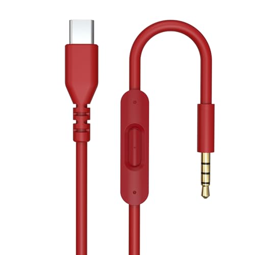 USB C Solo 4 Audio Cable, Solo 3 Replacement Audio Aux Cord with Inline Mic Control Compatible with Beats Studio Solo Pro Detox Mixr Executive Pill Headphones to iPhone 17/16 USB-C Devices (Red)
