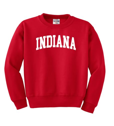 State of Indiana College Style White Fashion Unisex Boys Girls Crewneck Graphic Sweatshirt, Red, Medium