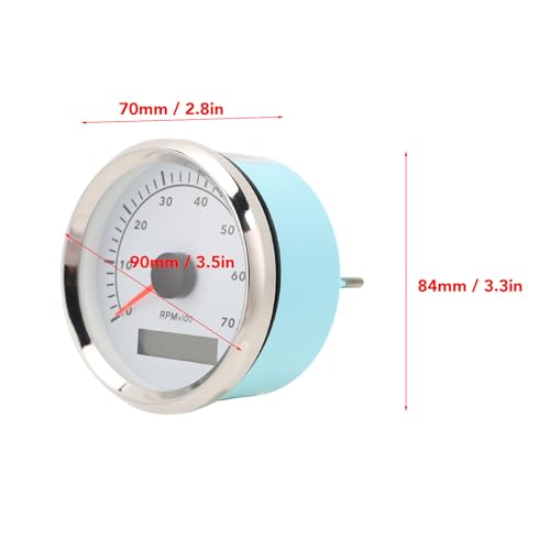Tacômetro, 0,0-99999,9H 85mm Medidor de Tacômetro para Barco Medidor de RPM à Prova D'água para Fuz