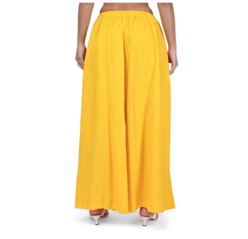 Image of TNQ Full Flared Cotton Palazzo Pants || Gold Print Printed Sharara Garara || Ethnic Or Casual Wear