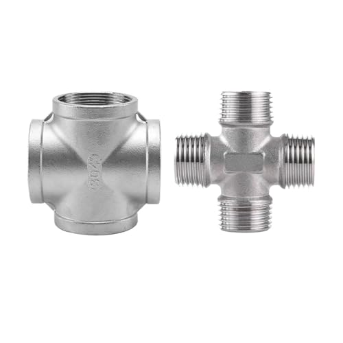 Conector en cruz de 4 vías BSP 1/4 macho de acero inoxidable 304 para tuberías 3