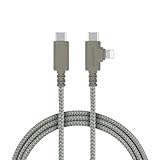 Smartish 2 in 1 USB C to USB C/Lightning Cable - Crown Joule - 6 Ft Fabric Wrapped Fast Charging Cord - for iPhone, Galaxy, Pixel - 100W Dual Fast Charger for Phones/Laptops - Lightly Toasted Beige