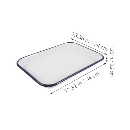 Plaque de cuisson émaillée blanche plateau de service antiadhésif rectangulaire