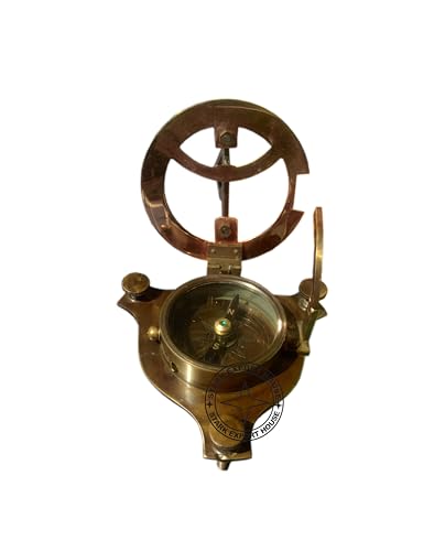Brújula antigua redonda de bronce con reloj de sol de 2.5 pulgadas, ideal para regalo con caja de madera miniatura 2
