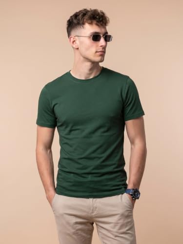 Image of Veirdo Regular Fit Half Sleeves Round Neck Solid Pure Cotton T-Shirt for Men (Available in White, Black, Swan White, Mustard, Maroon, Green, Lilac, Navy, Red Color)