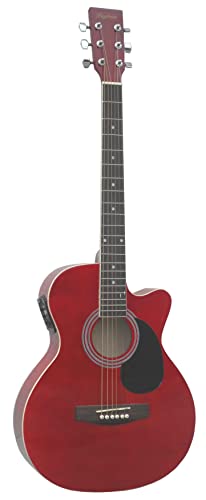 Guitarra acústica DAYTONA Mini Jumbo Electrificada roja acabado en rojo brillo