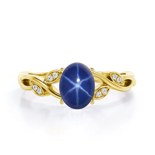 Linde Star Sapphire Engagement Rings for Women 1ct Oval Cut Blue Star Sapphire Ring S925 10K 14K 18K Gold Linde Star Sapphire Ring Anniversary Promise Ring3