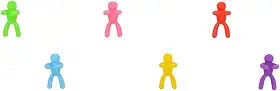 Mimo Style Jogo Marcador de Copos 06 Peças, Com Formato de Homenzinhos Coloridos. Feitos de Silicone. Podem Ser Colocados em Taças e Copos em Festas, Casamentos ou Jantares, SN20087