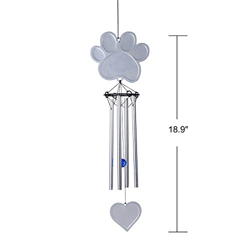 Expawlorer Pet Memorial Gifts Dog Wind Chimes - Pawprint Dog Memorial Gifts Remembrance Pet Loss Gifts Metal Cast Wind Chime With Heart-Shaped Pendant Loss Of Dog Sympathy Gift Memento For Dogs Cats #TOP4