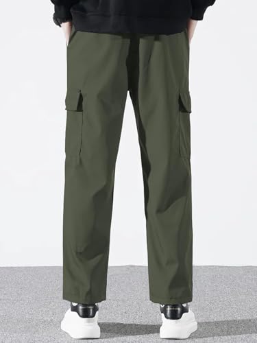 Image of Cargo Pants for Men | Cotton Cargo Trousers|Cargo for Men |Cotton Cargo Pant |Drawstring Waist Pant Multi Pocket Utility Wear
