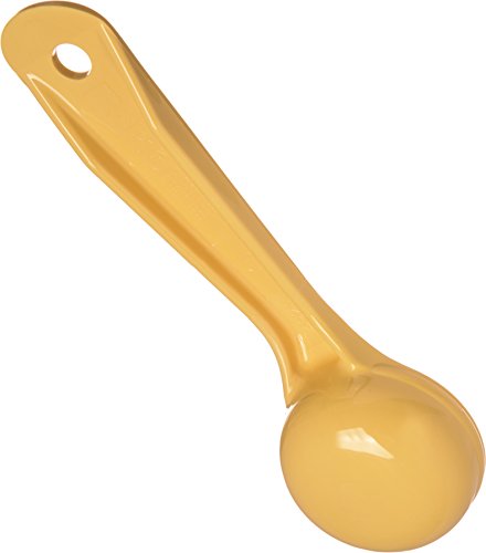 Image of Carlisle FoodService Products 1 Ounce Solid Measuring Spoon - Flat Bottom - Portion Control Tool - Short Handle 6.5 inch, Yellow, (Pack of 12)