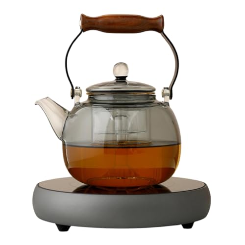 AOPIPI 電気セラミックティーストーブ、モカポット、コーヒーストーブ、微結晶パネル、外部赤外線エネルギー、スマートタッチ、やけど防止設計、多機能、実用的、安定、耐高温、家庭でのお茶作り、お湯の沸かし、ギフトに最適 (B,ストーブ + ティーポット)