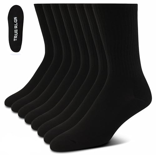 True Religion Mens 8 Pairs Crew Socks for Men Premium Athletic Men's Socks, Shoe Size 8-12
