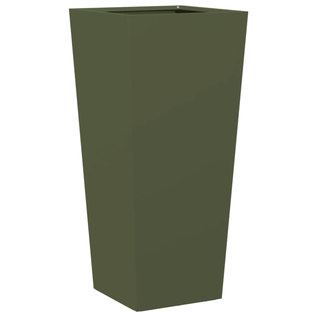 Générique Fioriere in acciaio, 2 pezzi, verde oliva, 35 x 35 x 75 cm | Senza fori di drenaggio, antiruggine, antierbacce, per balcone patio