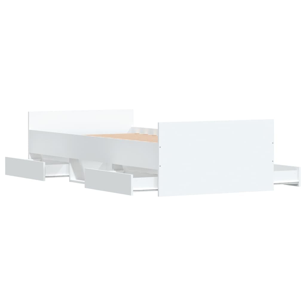 Telaio letto con testiera e pediera bianco 100 x 200 cm Struttura del letto dell'hotel Telaio per camera da letto Cornice da letto per soggiorno Adatto per camera da letto