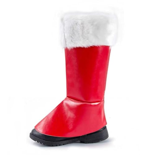 NUMJAW Christmas Santa Claus Costume Boot Covers for men Women Wide Calf Santa Boots Cover Plush Cuffs Santa Costume Foot for Halloween Mrs Claus Christmas Costume (Red Adult Men Large Alpha US Footwear Size System Wide)