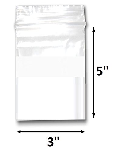 200 Bags of 3" x 5" White writable Center 2 Mil Clear Plastic