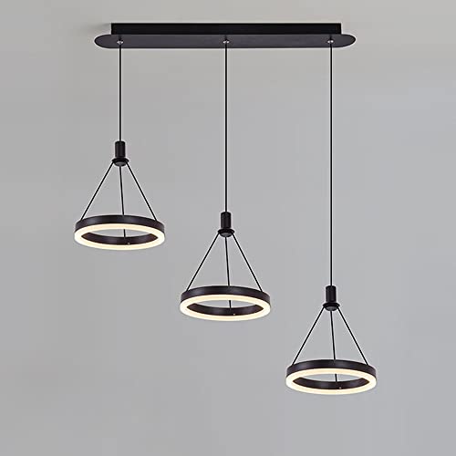 Suspension anneau LED salle à manger noir minimaliste 3 couleurs intensité réglable