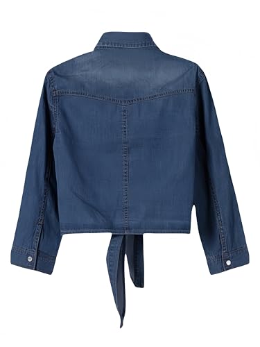 Simier Fariry Womens Tie Front Denim Shirt Summer Lightweight Jean Tops Roll Up 3/4 Sleeve Button Down Fall Cute Outfits2