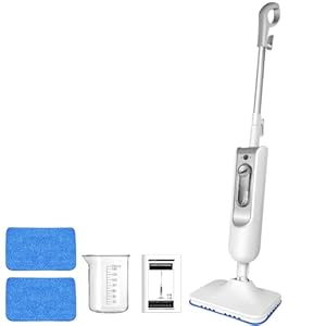 Qimu Dampfreiniger 1500W Dampfbesen Bodendampfreiniger Hand-dampfreiniger bis 108°C für Tiefenreinigung Böden Elektrischer Bodenwischer mit Wassertank 400ML, Entfernt bis zu 99,9% der Bakterien