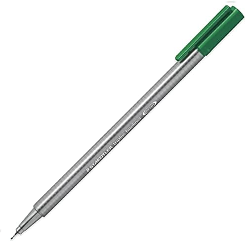 STAEDTLER 334 Triplus Fineliner Superfine Point Pens - 0.3mm - Green - Pack of 3