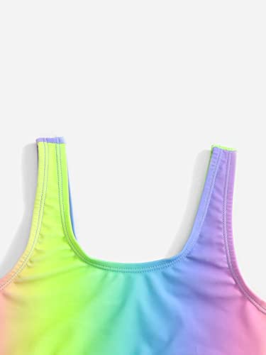 WDIRARA Toddler Girl's Printed Scoop Neck Bikini Swimsuit Two Piece High Waist Bathing Suits3