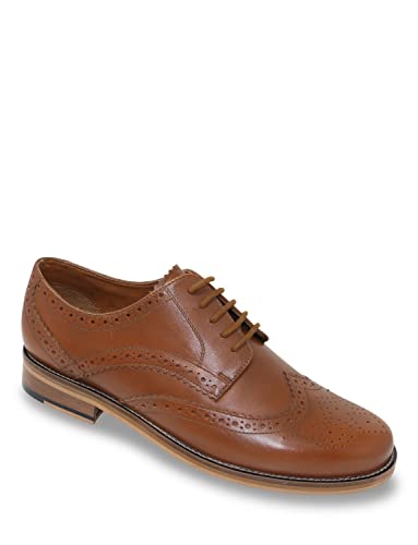 Pegasus Men's Wide Fit Leather Brogue Shoe Tan 8 UK