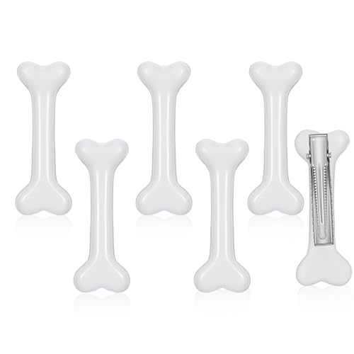 6Pcs Bone Hair Clips Dog Bone Hair Clip Bones Clips Barrettes for Women Girls White Bones Hairpins Alligator Hairs Clip Skull Skeleton Hairpins Side Hairs Clipss for Daily Wear Party Cosplay