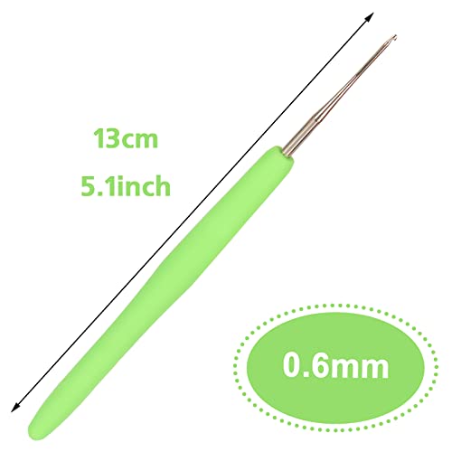 Coopay Small Crochet Hooks 2 Pack, 0.6mm Fine Thin Steel, Ergonomic for Dreadlocks & Locking Hair, UK Size - Image 2