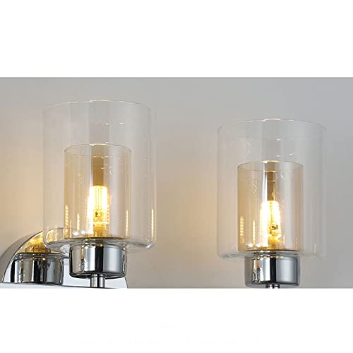 Aplique de pared cromado con 3 luces LED y tulipas de vidrio doble para espejo de baño 6