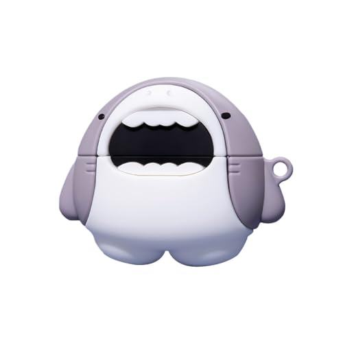 LICHENGTAI Compatible con AirPods 1/2 Funda Dibujos Animados Divertida Kawaii Hai Funda de Silicona Suave Resistente a Golpes Carcasa de Silicona Ultra Fina TPU Funda Protectora para Niñas Niños Niños