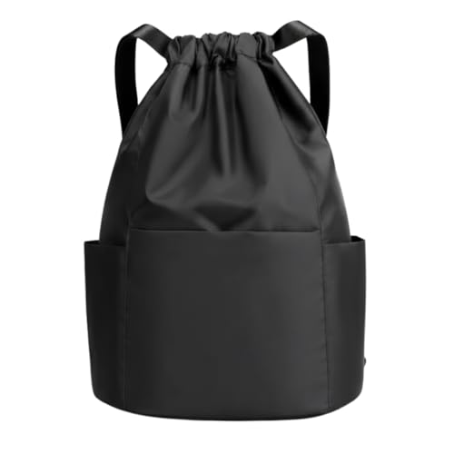 Dynamart Bolsa Mochila Saco com Cordão Impermeável Poliéster Unissex Alças Ajustáveis Acolchoadas 46.5x33x16 Cm 30L Preta Sacochila