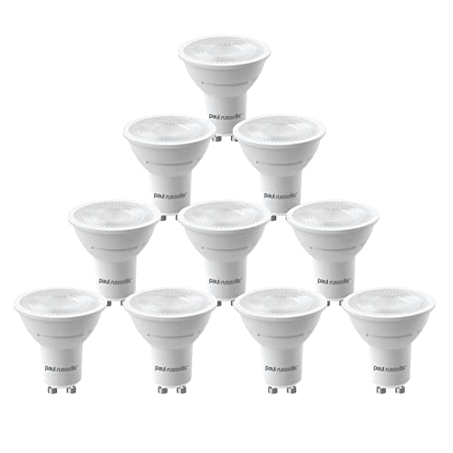 paul russells LED GU10, Dimmable Fittings Spot Lightbulbs, 4.5W 345 Lumens LED Bulbs, 50w Equivalent, 2700K Warm White