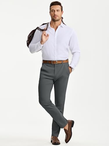 JMIERR Men's Skinny Stretchy Suit Pants Slim Fit Slacks Tapered Trousers - Image 6