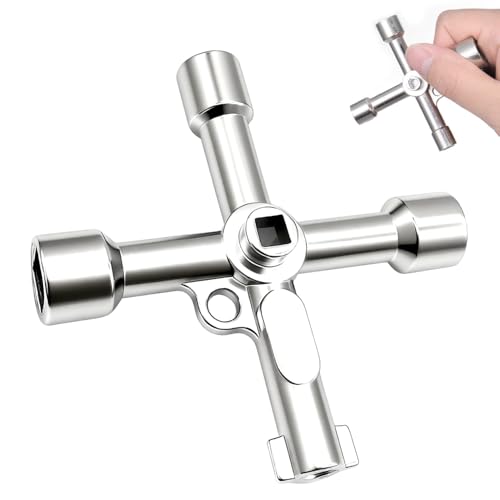 iwontalersy Llave Multifuncional de 4 Puntas,Multifuncional,Clé d'armoire Électrique Multifonctionnelle 6 en 1,Herramienta Triangular Universal