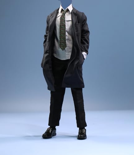 1/6 Scale Male Clothes, Men's Long Suit Windbreaker Coat Shirt Pants Outfit Clothing for 12inch Male Action Figure Body (Gray Suit)