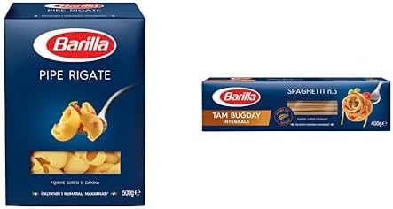 Barilla Mantı Makarna (Pipe Rigate) 500 g. ve Barilla Tam Buğday Spagetti (Integrale Spaghetti) Makarna No.5 400 g.