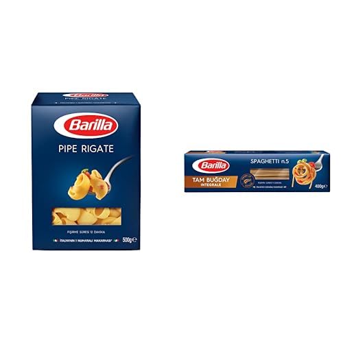 Barilla Mantı Makarna (Pipe Rigate) 500 g. ve Barilla Tam Buğday Spagetti (Integrale Spaghetti) Makarna No.5 400 g.