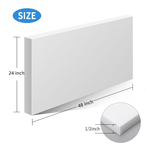 Image of High-Density Polyethylene (HDPE) Sheet, 48x24 inches, 1 /2 Inch Thickness, Corrosion-Resistant, Impact-Resistant, High-Strength Plastic Sheet Board for Industrial, Craft & Home Projects - White