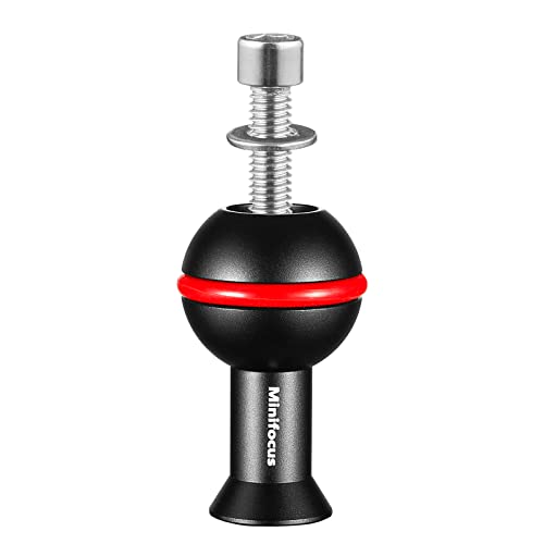 Minifocus 1" Ball Adapter With M6 & 1/4" Threaded Stud, Aluminum Alloy Fixed Ballhead Mount Adapter For Action Camera & Camcorder Compatible Underwater Tray Bracket Flashlight System #TOP5
