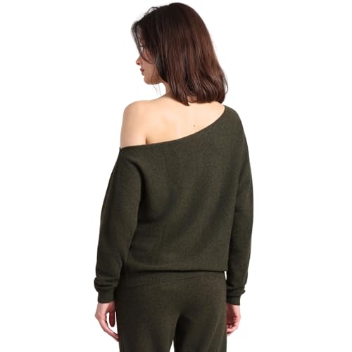 Image of Minnie Rose Womens Long Sleeve Off The Shoulder Cotton Cashmere Pull Over Sweater