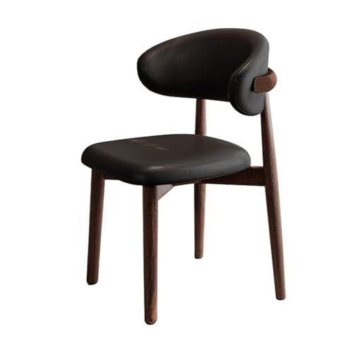 Chaise de salle à manger en cuir PU et bois au style milieu du siècle