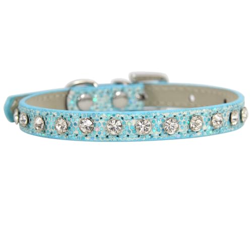 GIEOKDWO犬の首輪 ベーシック おしゃれ かわいい いぬ くびわ 犬用品 ライト 小型から中型の猫 猫の迷子防止 (ブルー)