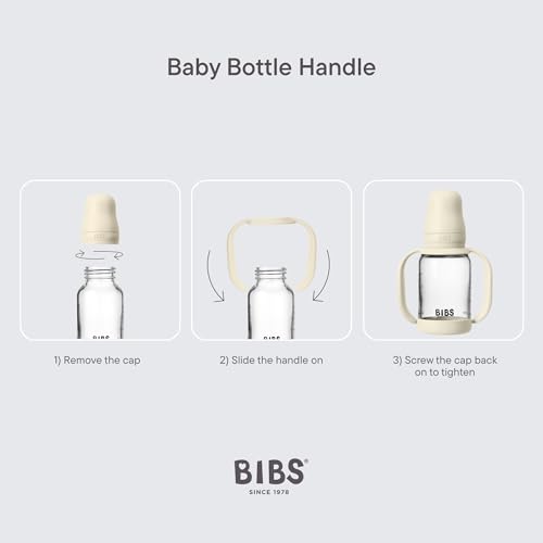 BIBS Griff Babyflasche - Griff für Babyflaschen - Kompatibel mit allen BIBS Baby Flaschen – Rutschfest & Ergonomisch - BPA-Frei - Ab 6 Monaten – Spülmaschinenfest - Blush