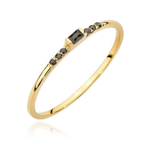 MARKO Echtgoud 333 (8 karaat) damesring – gouden ring met rechthoekige steen in 6 kleurvarianten | veelzijdige voorsteekring, verlovingsring | echt gouden ring voor vriendin, Geelgoud, Zirkonia